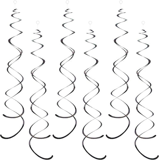 30 Pieces Iridescent Black Party Hanging Swirl Decorations Plastic Streamers Foil Swirls Ceiling Decorations Birthday Bachelorette Bridal Shower Baby Shower Graduation Decorations 2023