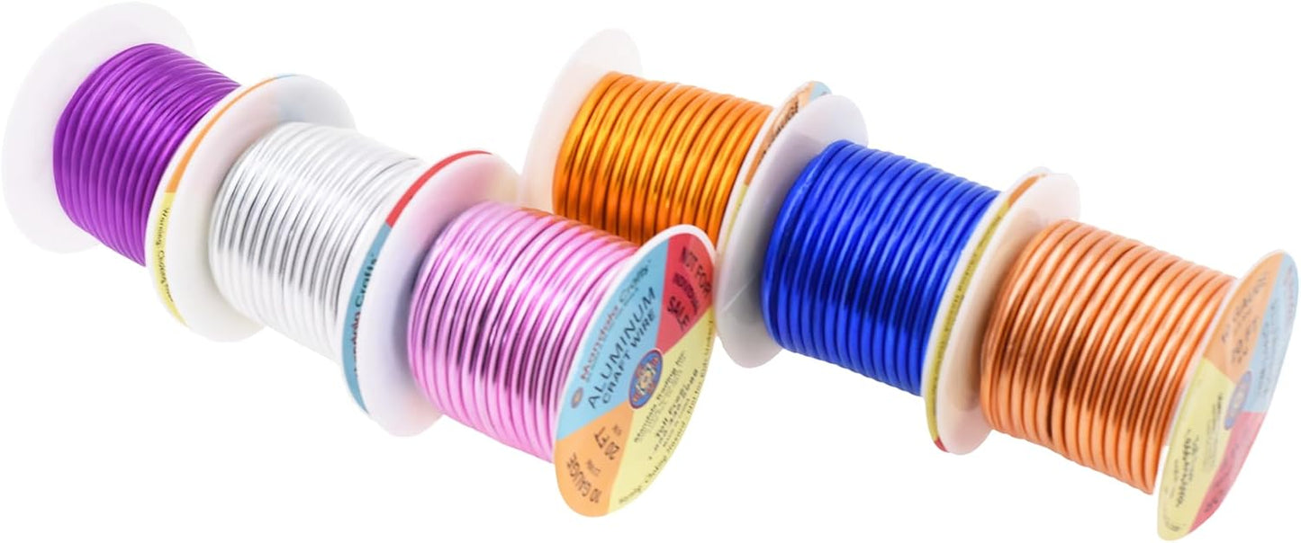 Mandala Crafts 10 Gauge Anodized Aluminum Craft Wire for Jewelry Making - 120 FT Colored Flexible Silver Copper Gold True Blue Purple Pink Wire - Bendable for Bonsai Armature Crafting Sculpting