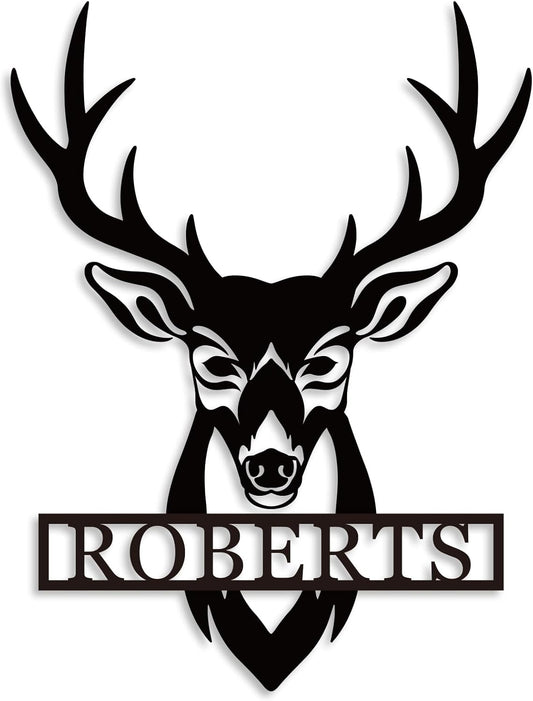 Personalized Deer Head Metal Sign | Christmas Deer | Custom Metal Deer Sign | Deer Antlers Sign | Outdoor Wall Decor | Last Name Sign | Deer Monogram | Wall Decor Rustic Home | Housewarming Gifts