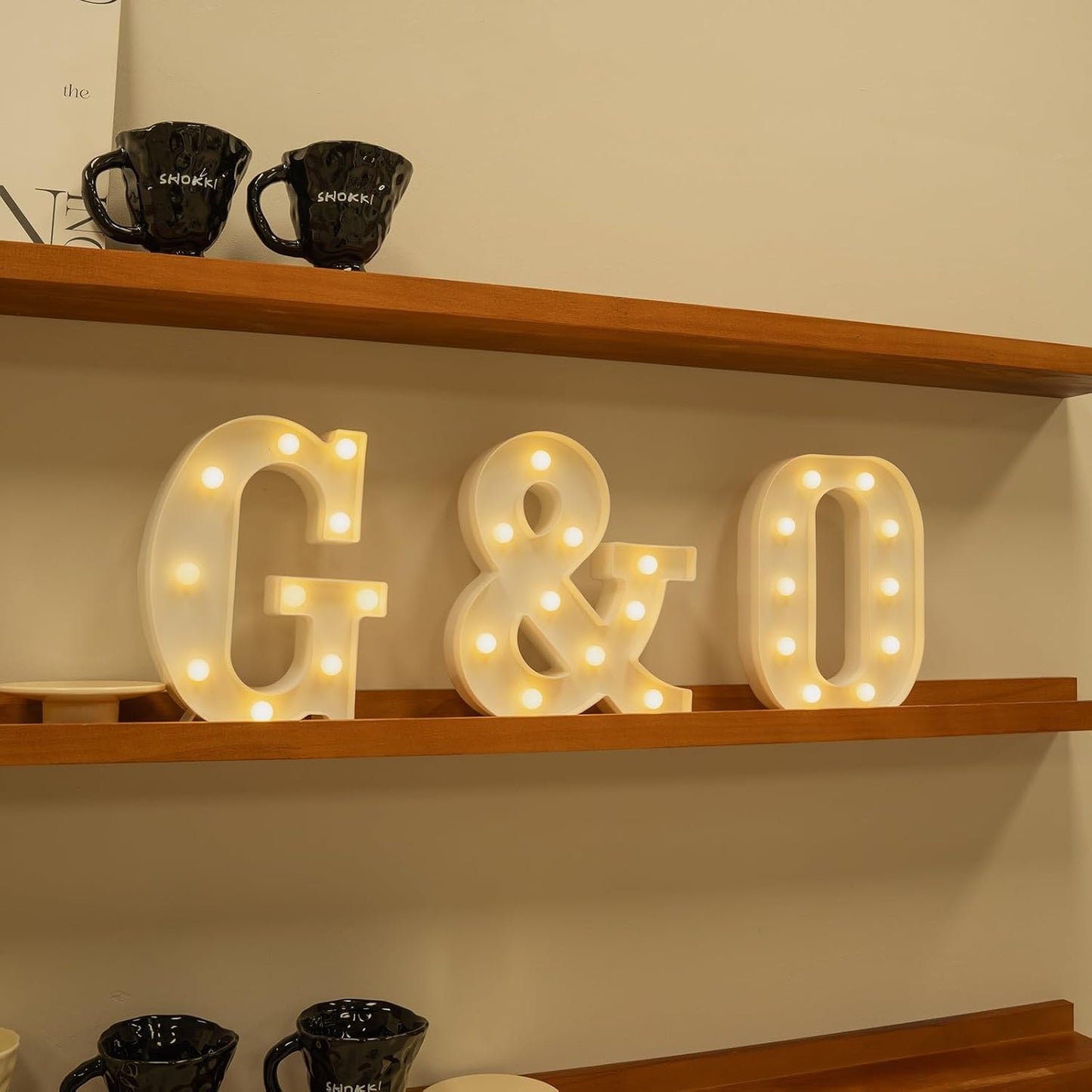 Foaky LED Letter Lights Sign Marquee Light Up Letters Sign for Night Light Wedding/Birthday Party Battery Powered Christmas Lamp Home Bar Decoration(O)