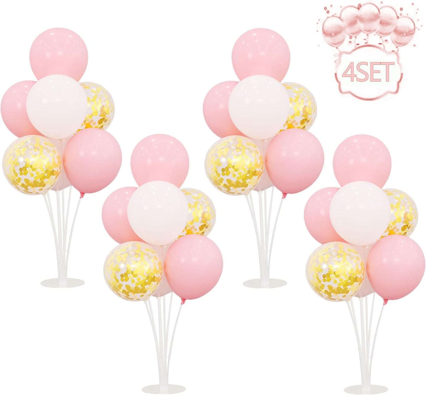 4 Balloon Stand Kit For Table Centerpieces Pastel Pink Balloons Holder Baby Shower Party Decorations