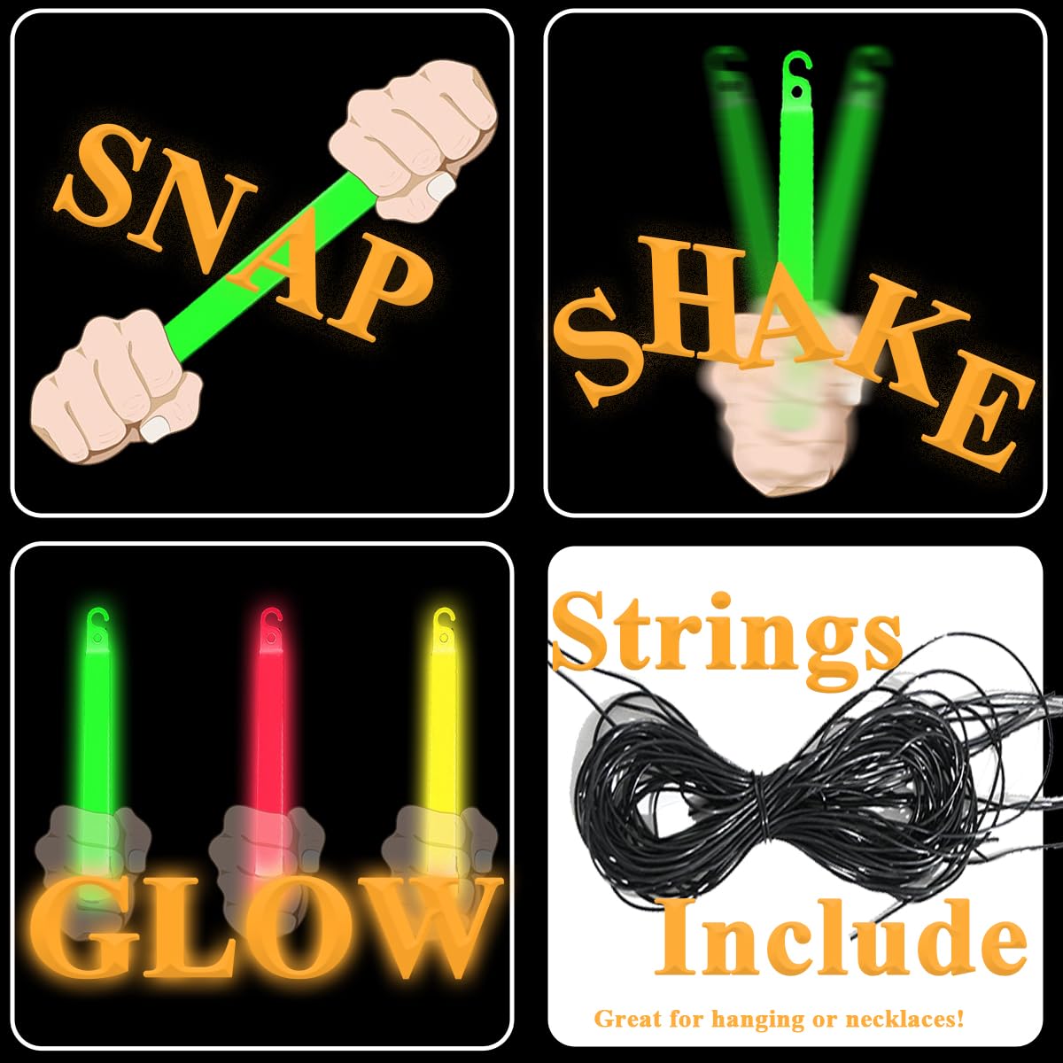 22 PC Glow Sticks in The Dark Party Supplies, 12 Hours Duration Emergency Glow Sticks Bulk Party Pack, Glow Party Supplies, Glow Sticks for Kids, Glow in The Dark Sticks Waterproof, Nontoxic