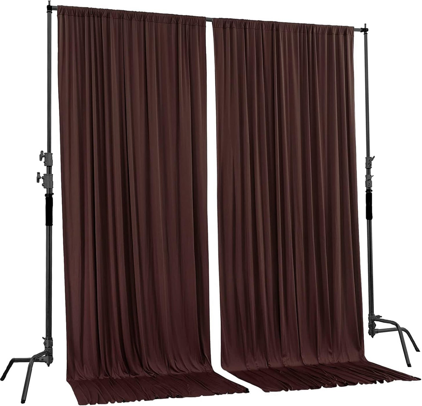 AK TRADING CO. 10 feet x 8 feet IFR Polyester Backdrop Drapes Curtains Panels with Rod Pockets - Wedding Ceremony Party Home Window Decorations - Brown