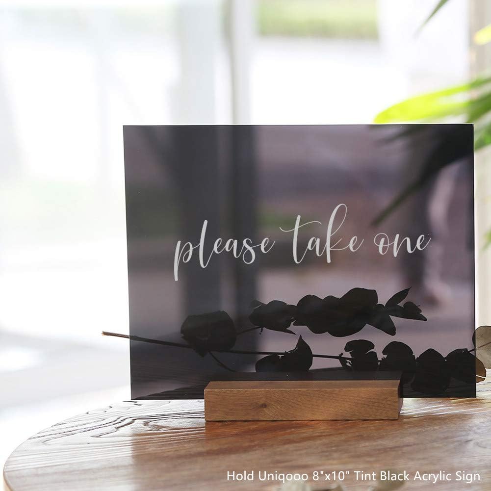 UNIQOOO 6 Pack 5.5” Wood Stands for Wedding Acrylic Sign, Extra Large Wooden Sign Holder for 1/8 Thick Plexiglass Sheets Up to 16”| Perfect for Table Numbers, Menu Display, Retail Sign, Restaurant