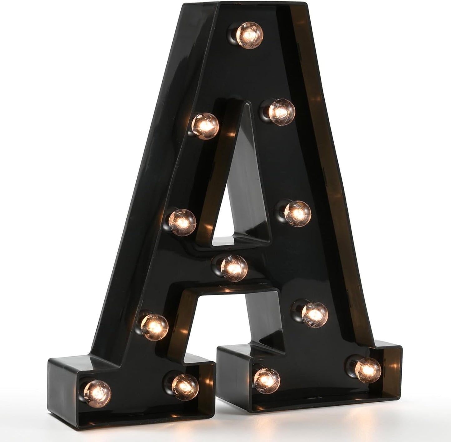 Light Up Black Alphabet Marquee Letters Sign LED Marquee Number Lights Sign for Night Light Home Bar Christmas Lamp Birthday Party Wedding Decoration A