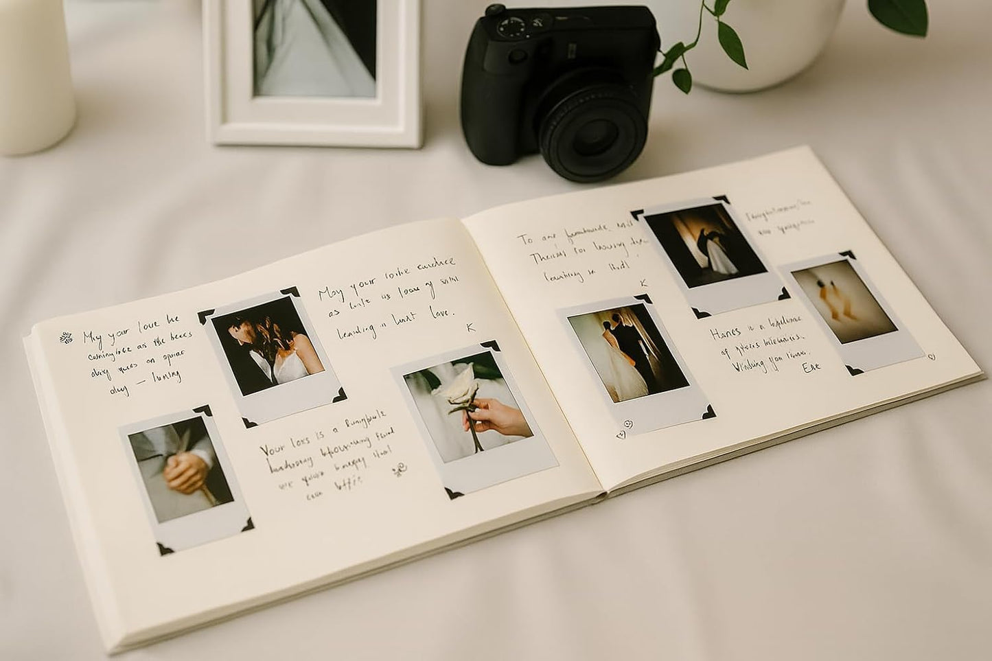 Wedding Guest Book – Personalized Polaroid Guest Book for Wedding Reception, Custom Sign In Photo Book with Blank Pages, Elegant Keepsake for Guests (Elegant White)