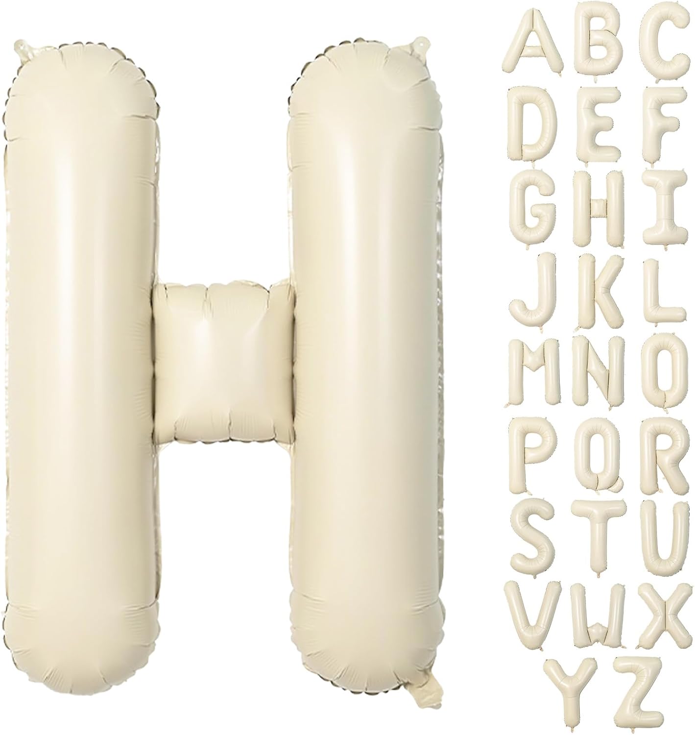 40 Inch Letter Balloons H, Big Custom A-Z Alphabet Foil Name Balloon Cream White, Self Inflating Beige Customize Helium Balloon Letters H for Women Girls Happy Birthday Oh Baby Shower Party Decoration