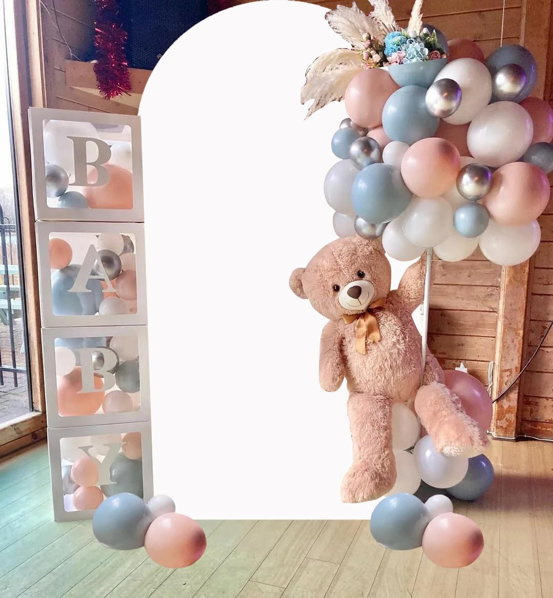 White Wedding Arch Cover Spandex Fitted Arch Covers Stretchy Backdrop 7.2ft Arch Cover for Round Top Stand Balloon Arch Backdrop for Baby Shower Banquet Party Wedding Ceremony Arch Abors