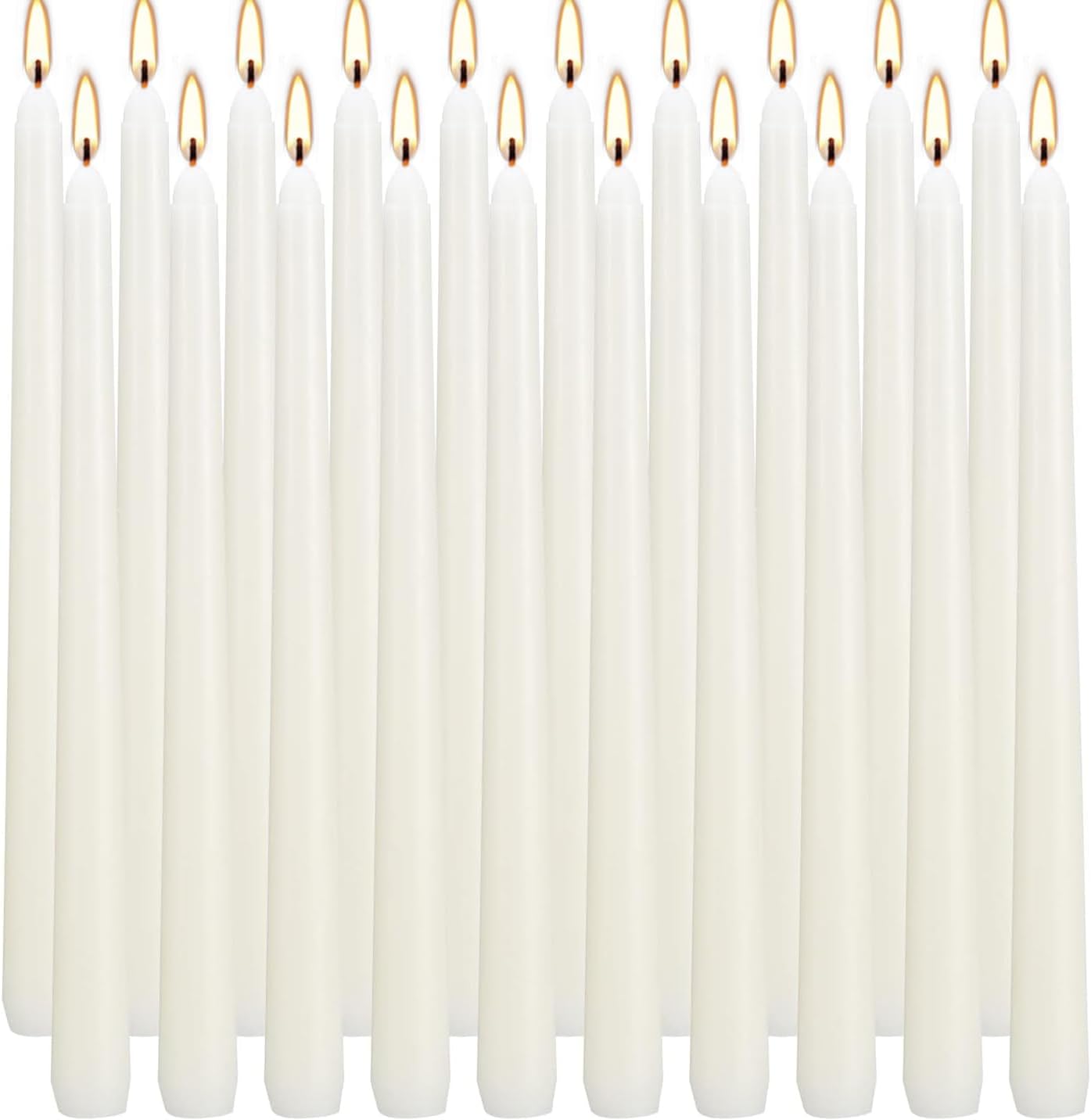 20 Ivory 10 Inch Unscented Smokeless Taper Candles with Cotton Wick, 7+ Hours of Long Lasting Burn, Great for Halloween,Home Decor & Parties, Beautiful Gifts!