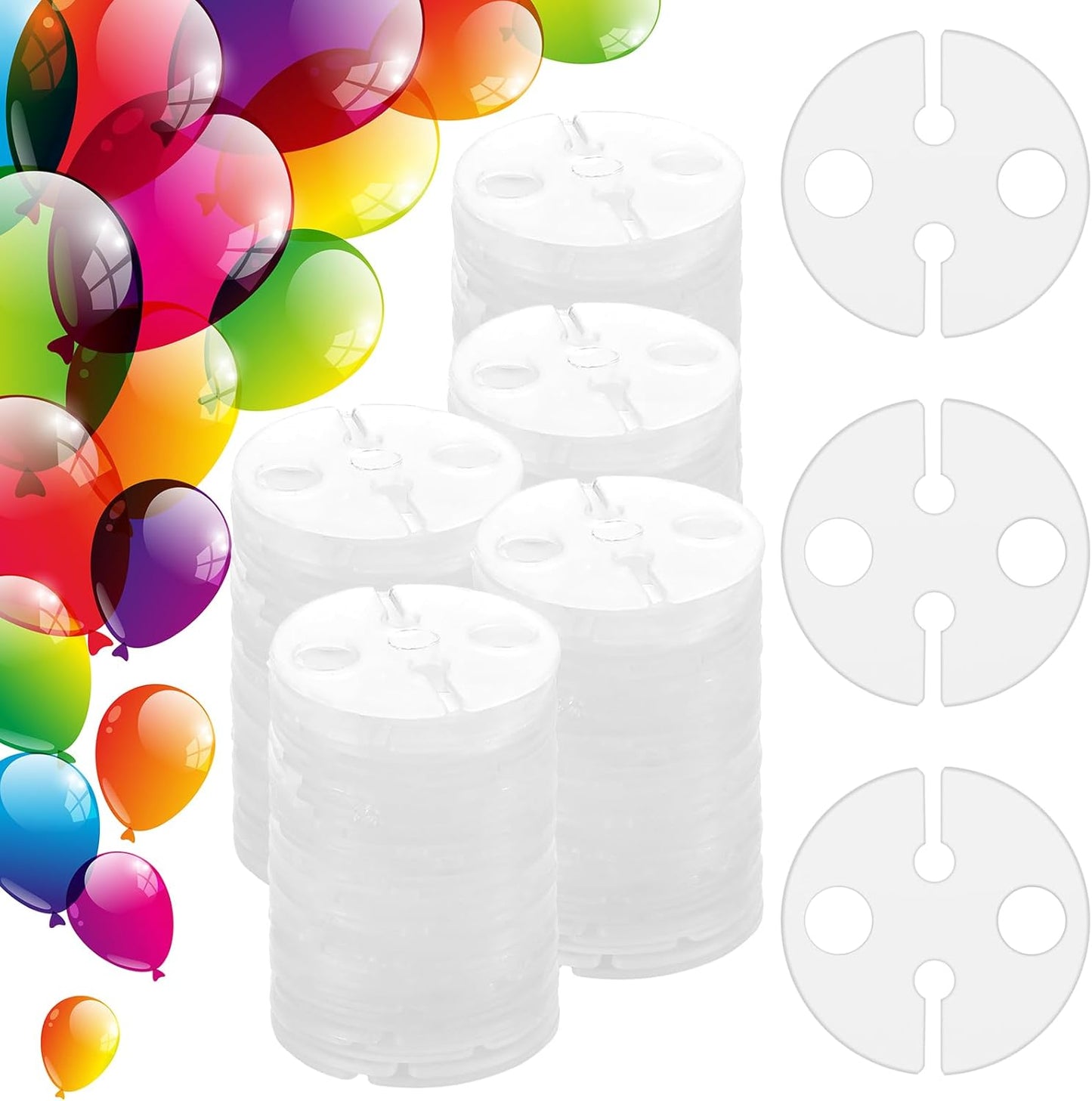 Kigley 200 Pcs White Clear Balloon Clips for Sealing Plastic Round Tie Tool, Fasteners for Quick Knotting, Wedding Party Birthday Christmas Arch Accessories, 23 x 2 mm