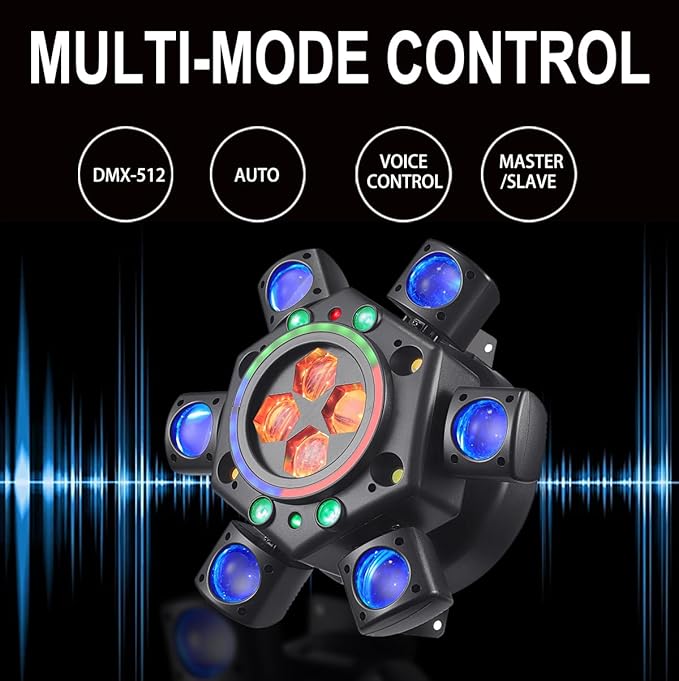 Moving Head Dj Lights for Parties, 180W LED RGBW 6 Arms with Mixed Lighting Effects,DJ Stage Lighting for Party Disco Club Wedding Bar (2)