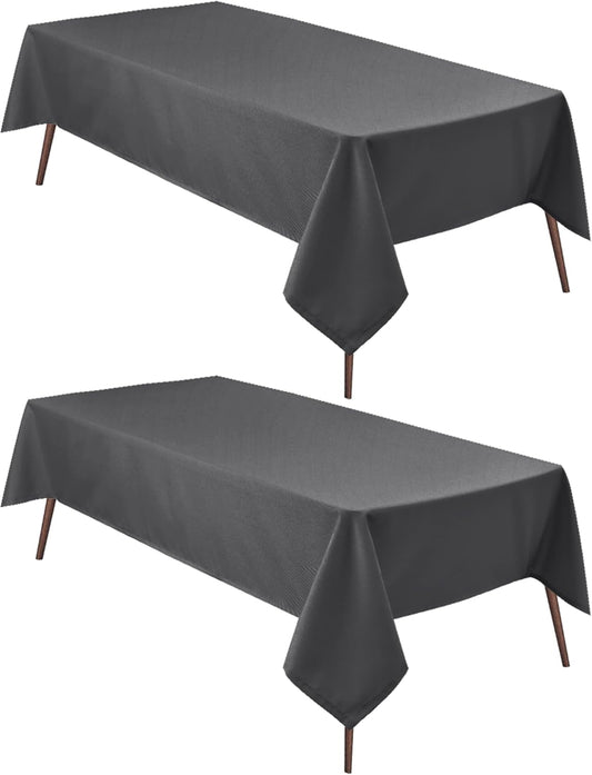 Hiasan 2 Pieces Rectangle Tablecloth - Waterproof and Spillproof Dining Room Washable Polyester Table Cloth for Dining Room, 54 x 80 Inch, Grey