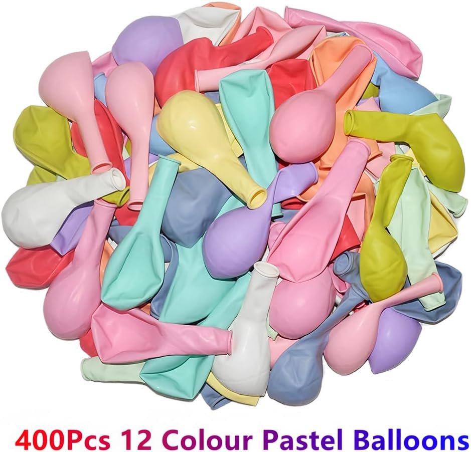 400 Pack Pastel Balloons 12 Inch Candy Colored Multicolor Rainbow Assorted Colors Macaron Latex Bulk Balloon 12 Kinds Colorful for Birthday Wedding Bridal Baby Shower Supplies Party Decorations