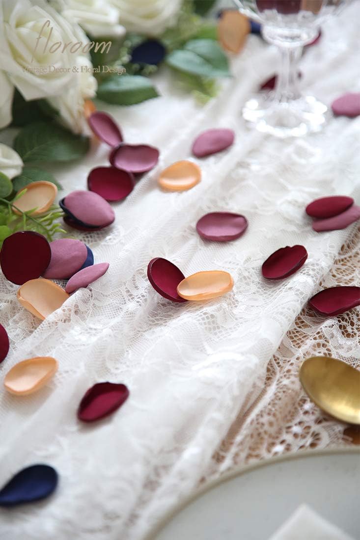 Floroom 300pcs Rose Petals Burgundy Maroon Faux Silk Flower Petals for Wedding Flower Girl Basket Aisle Runner Scatter Table Centerpieces Party Confetti Decoration Romantic Night Favors Home Decor