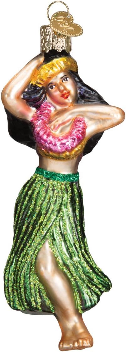 Old World Christmas Hula Dancer Glass Blown Ornament for Christmas Tree, Handcrafted Holiday Decoration, Dance Collection