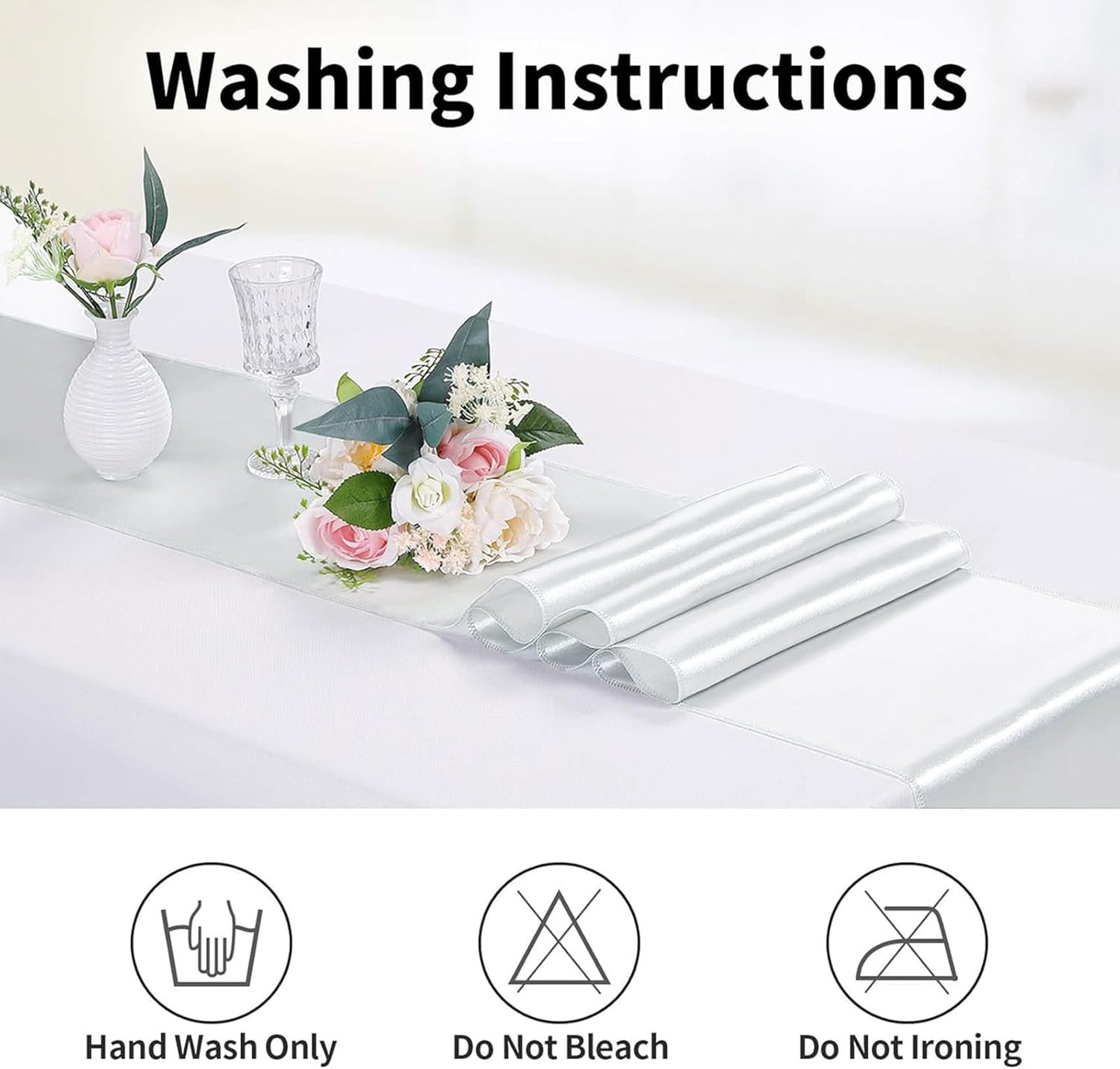 5-Pack Satin Table Runner Silver 12 x 108 inches Long, Table Runners for Wedding, Birthday Parties, Banquets Decorations（5 Pack, 12x108 Inch, Silver）