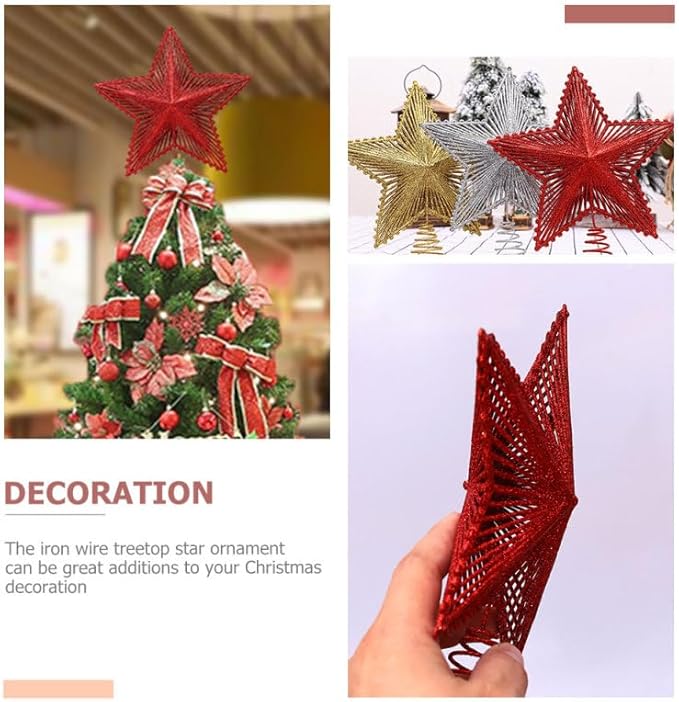 Christmas Tree Topper Xmas Glitter Star Topper Star Christmas Decoration for Xmas Tree Decoration Holiday Party Decor
