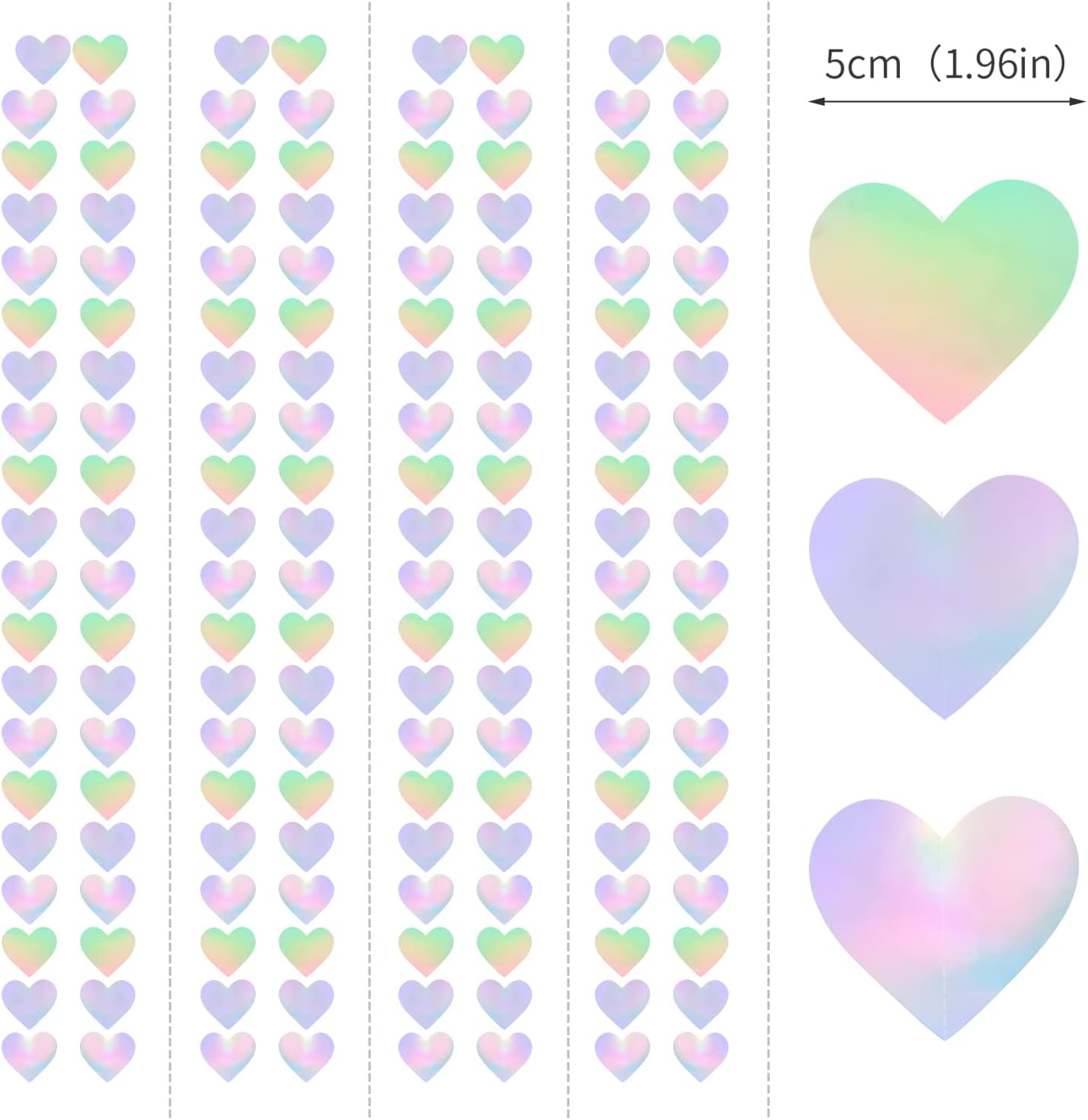 Iridescent Disco-Holographic Heart Garland - 52Ft Wedding Hanging Decoration Neon Streamers Banner, Perfect for Bridal Shower, Birthday, Baby Shower, Engagement, Valentines Day Decor