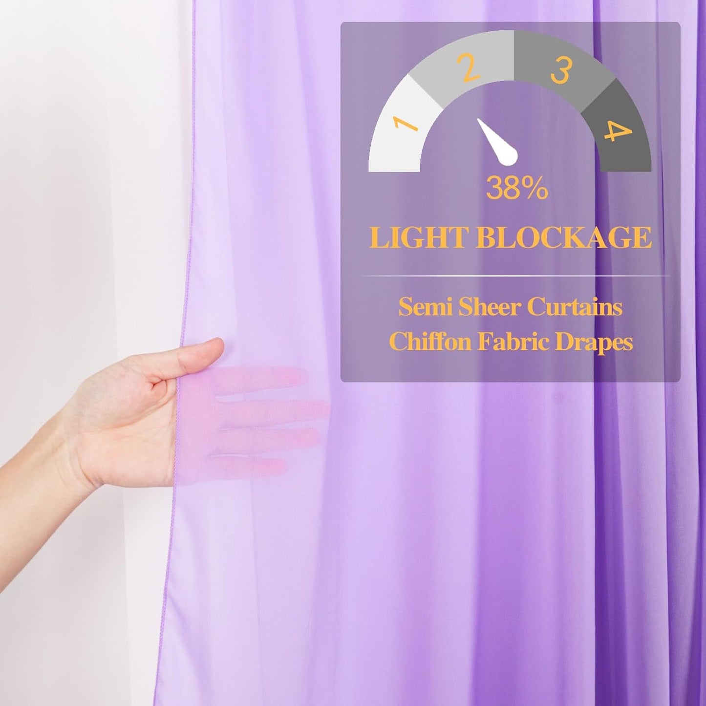 DUOBAO Lavender Wedding Backdrop Curtain Panels Photography Backdrops Drape 2-Pack 58"x96" Light Purple Sheer Chiffon Drapes for Ceremony Living Room Window Decor