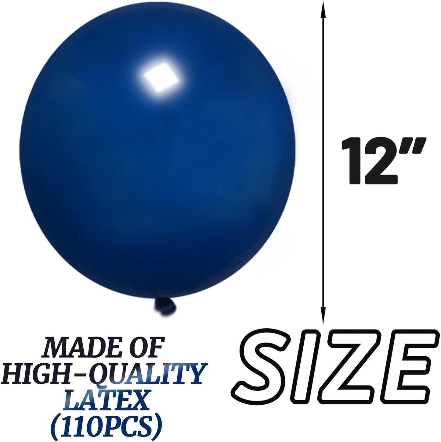 110pcs Navy Blue Balloon 12 Inch, Navy Blue Latex Balloon for Birthday Party Baby Shower Wedding(with 2 Ribbons).