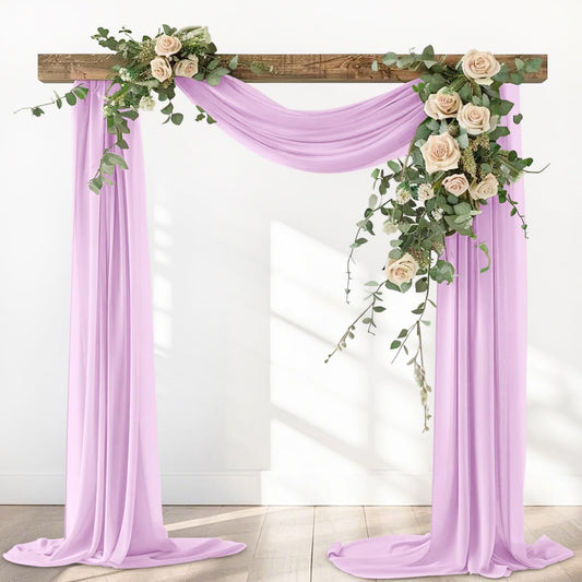 Lilac Elegant Arch Draping Fabric Outdoor 1 Panel 29" × 20Ft Sheer Chiffon Curtain Drapes for Fall Wedding Ceremony Birthday Party Garden Brunch