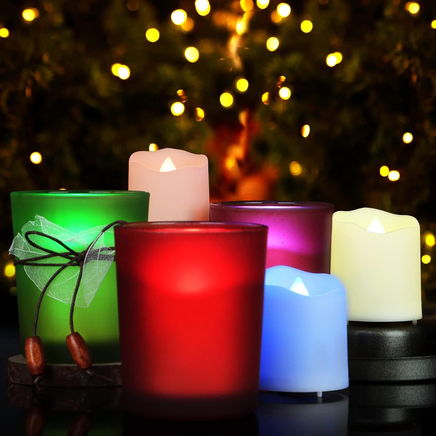 FREEPOWER Rechargeable Color Changing Tea Lights Candles with Remote Battery Operated Flameless Votive Candles for Romantic,Festival Clebration Halloween and Christmas Decor Set of 6……