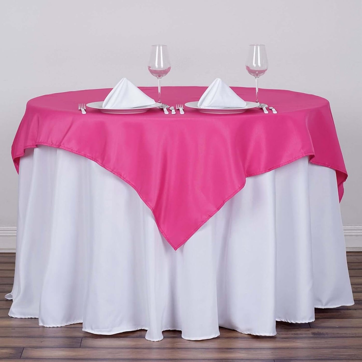 Efavormart 54x54 Fushia Wholesale Linens Seamless Polyester Square Linen Tablecloth for Wedding Banquet Party Restaurant