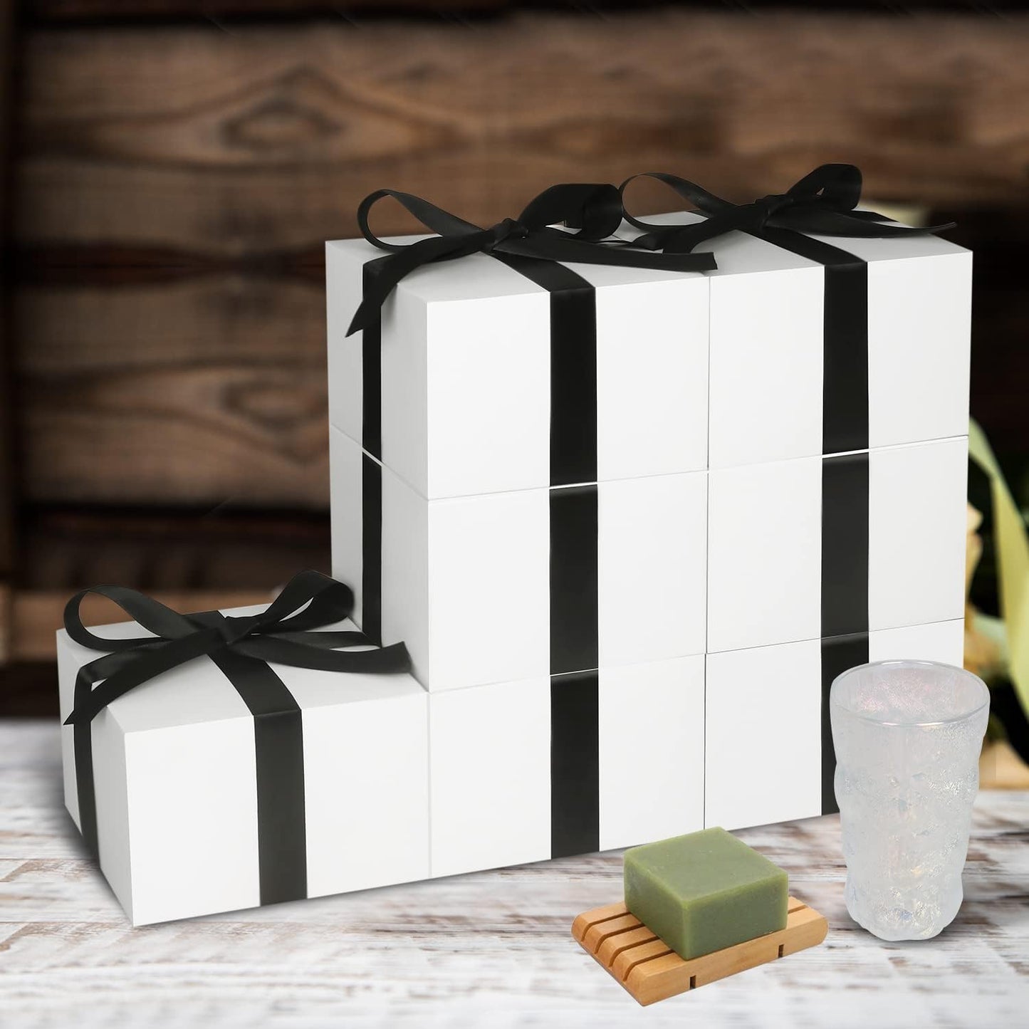 COTOPHER Small Gift Boxes 10 Pack 6x6x4 inches White Gift Boxes with Lids for Gifts, Crafting, Wedding Party Favor, Cupcake Box, Candy, Bridesmaids Proposal Box