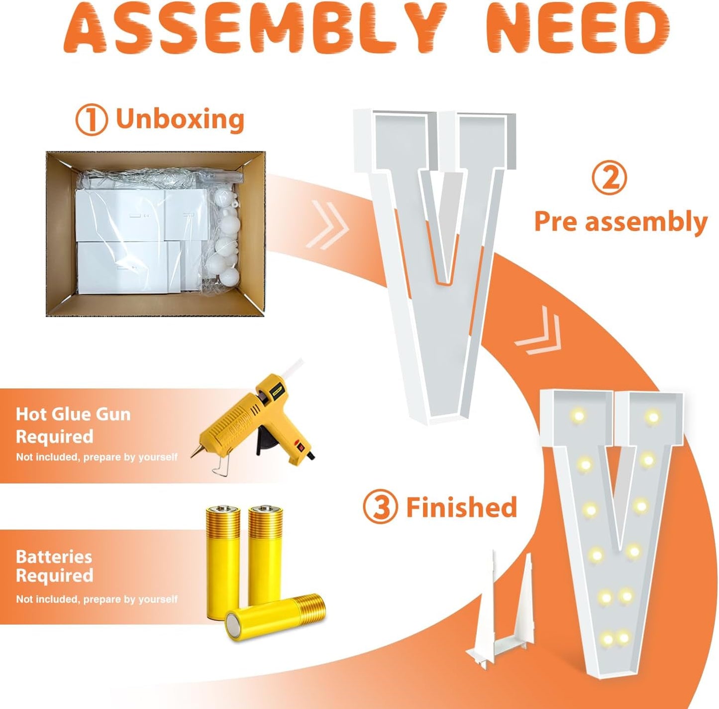 4FT Marquee Letters, Mosaic Large Letters V for Birthday Party, Light Up Letter for Wedding Backdrop Decoration Anniversary Baby Shower Day Decor, Pre-Cut Big Foam Board Frame Kit