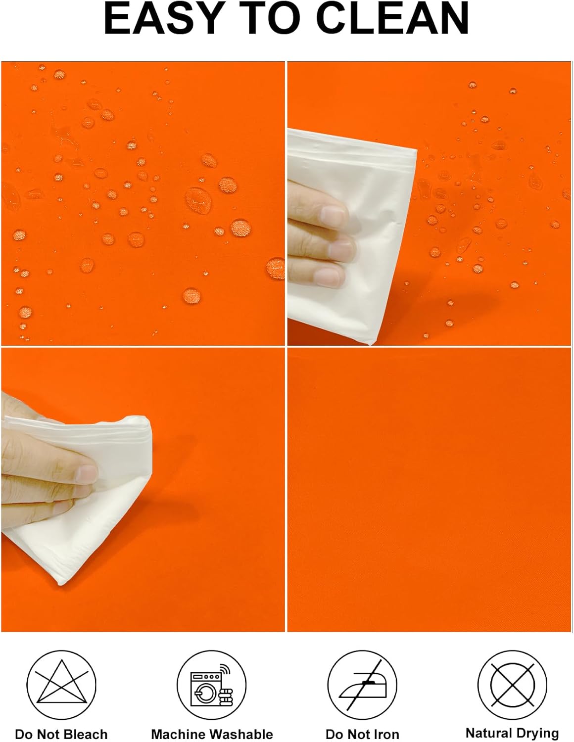 Fokitut 2 Pack Waterproof Rectangle Tablecloth, 60x102 Inch, Stain Resistant and Wrinkle Polyester Table Cloth, Fabric Table Cover for Kitchen Dining, Wedding, Party, Holiday Dinner-Orange