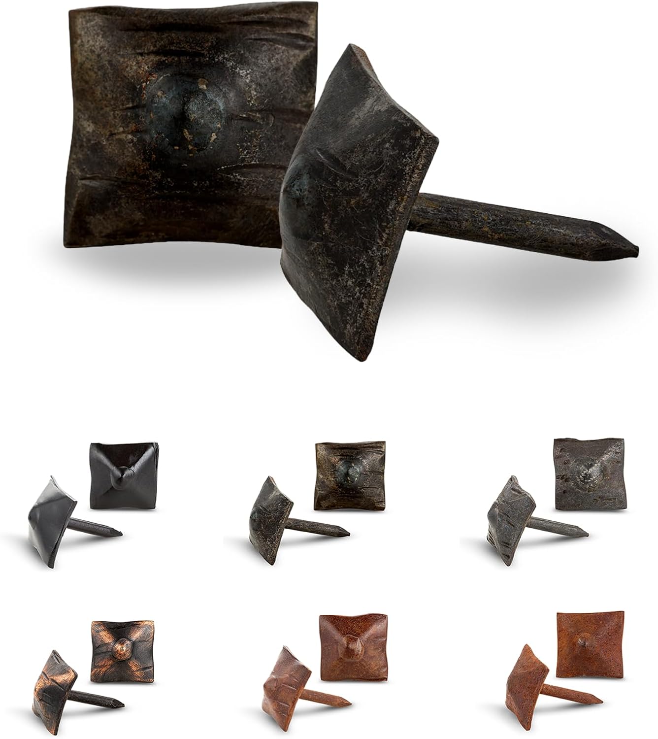 25 Pack 0.75" Square Head Iron Clavos Decorative Nails – Sealed Unfinished – Handmade Rustic Square Fasteners for Farmhouse Shutters, Barn Doors, Shutters, Gates – Ornamental Wood Accent