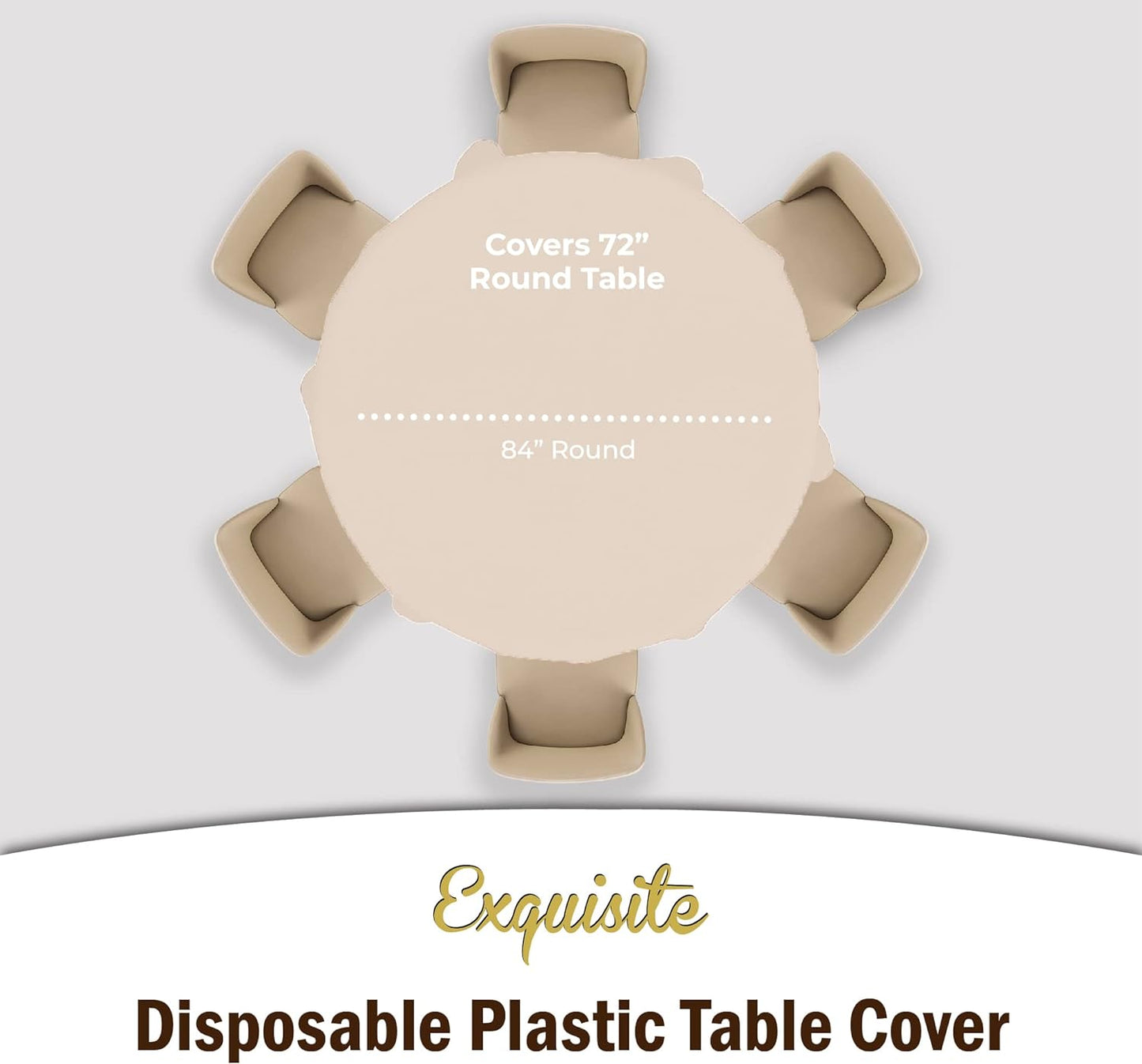Party Solids 12-Pack Premium Plastic 84-Inch Round Tablecloth, Ivory