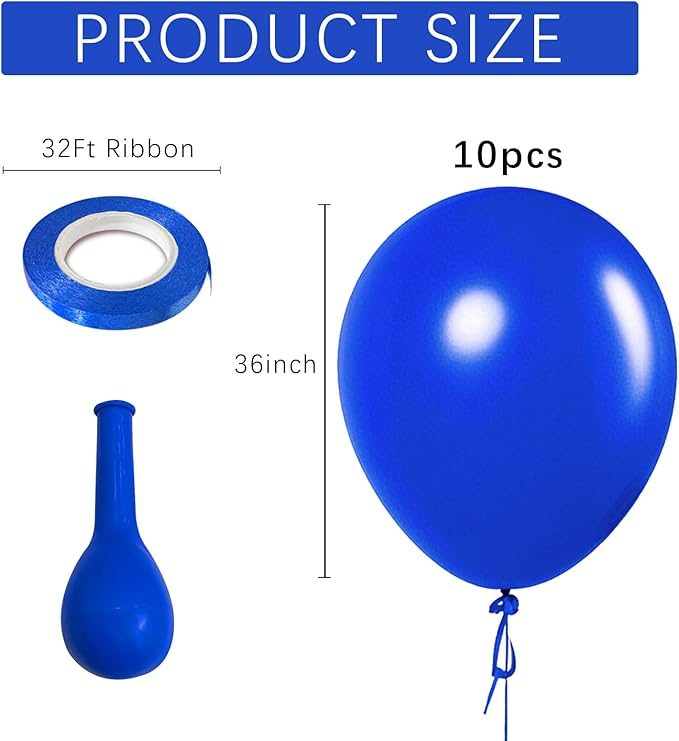 Blue Balloons Blue Party Decorations 10 Pack 36 inch Round Royal Blue Balloons for Birthday Graduation Baseball Nautical 4th of July Independence Memorial Day Patriotic Party Decorations