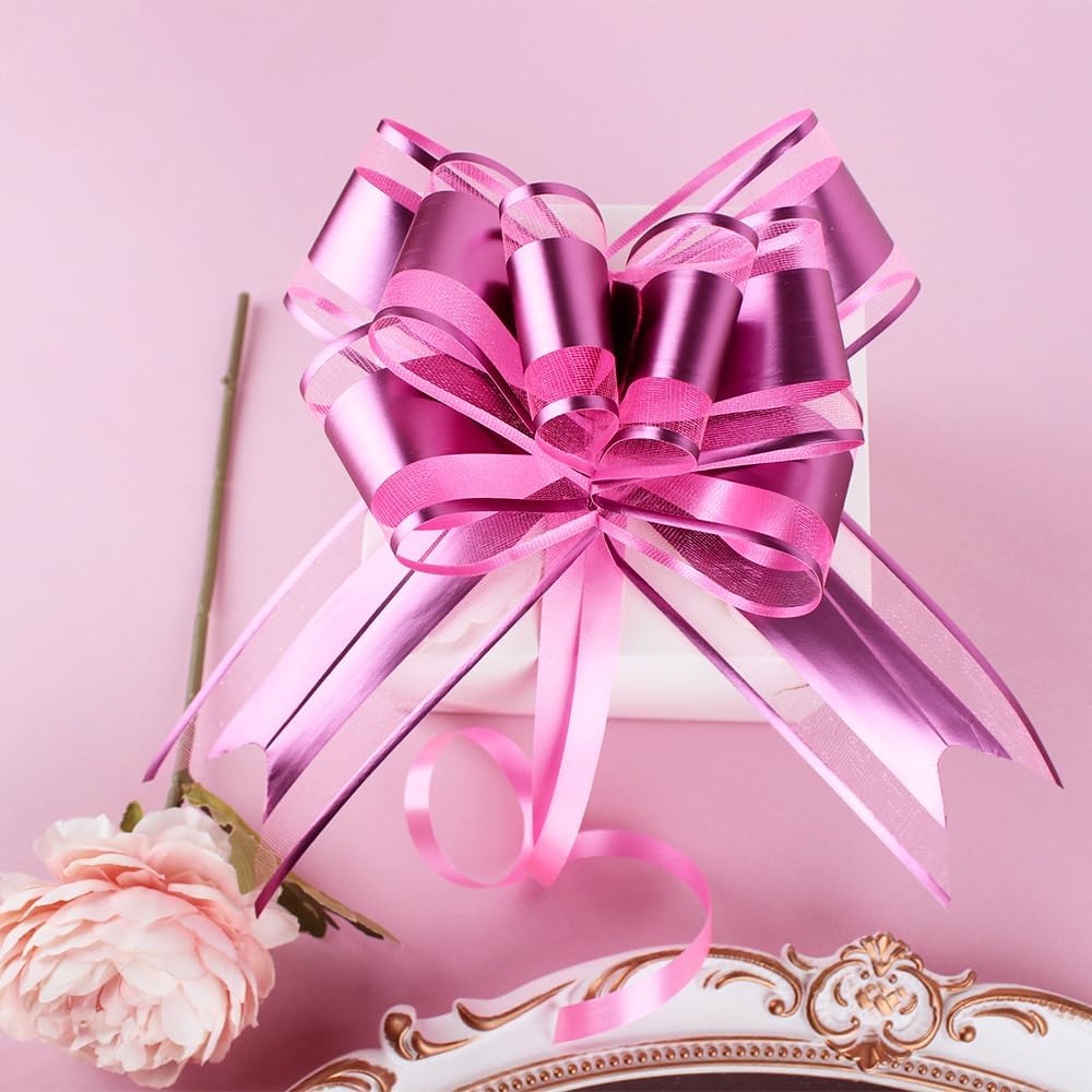 WEWILUCK Gift Bows for Presents, Hot Pink Bows for Gift Wrapping, Gift Bows with Ribbon for Weddings, Bridal Showers, and Anniversary Decoration(6 inches, 15PCS)