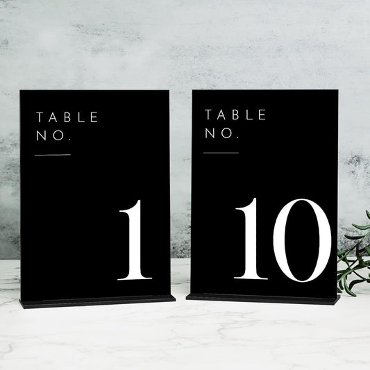 JINMURY Black Wedding Table Numbers 1-10 with Stands, 5"x7" Black Acrylic Table Numbers with White Font, Perfect for Wedding Party Reception(1-10, 5"x7")