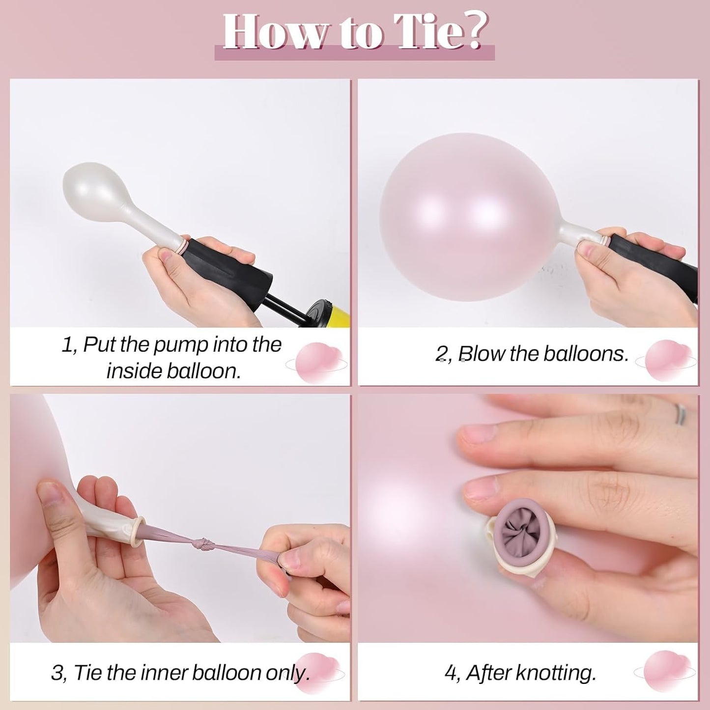 Double Stuffed Pearl White and Pink Balloons, 50pcs Double Stuffed Pearl Sand White Dusty Retro Pink Latex Balloons for Women Girls Boho Birthday Party Baby Shower Bridal Shower Wedding Engagement