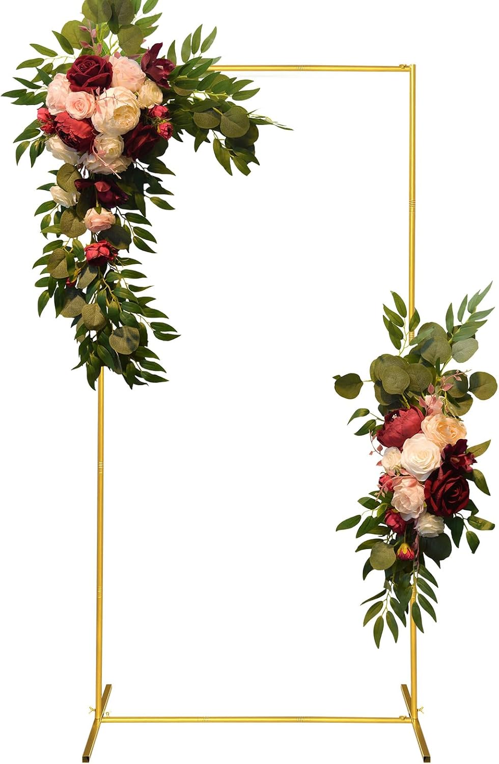 Metal Wedding Arch Backdrop Stand 6.6x3.3 FT Gold Square Balloon Arch Frame for Wedding, Birthday Party, Baby Shower Ceremony Decoration