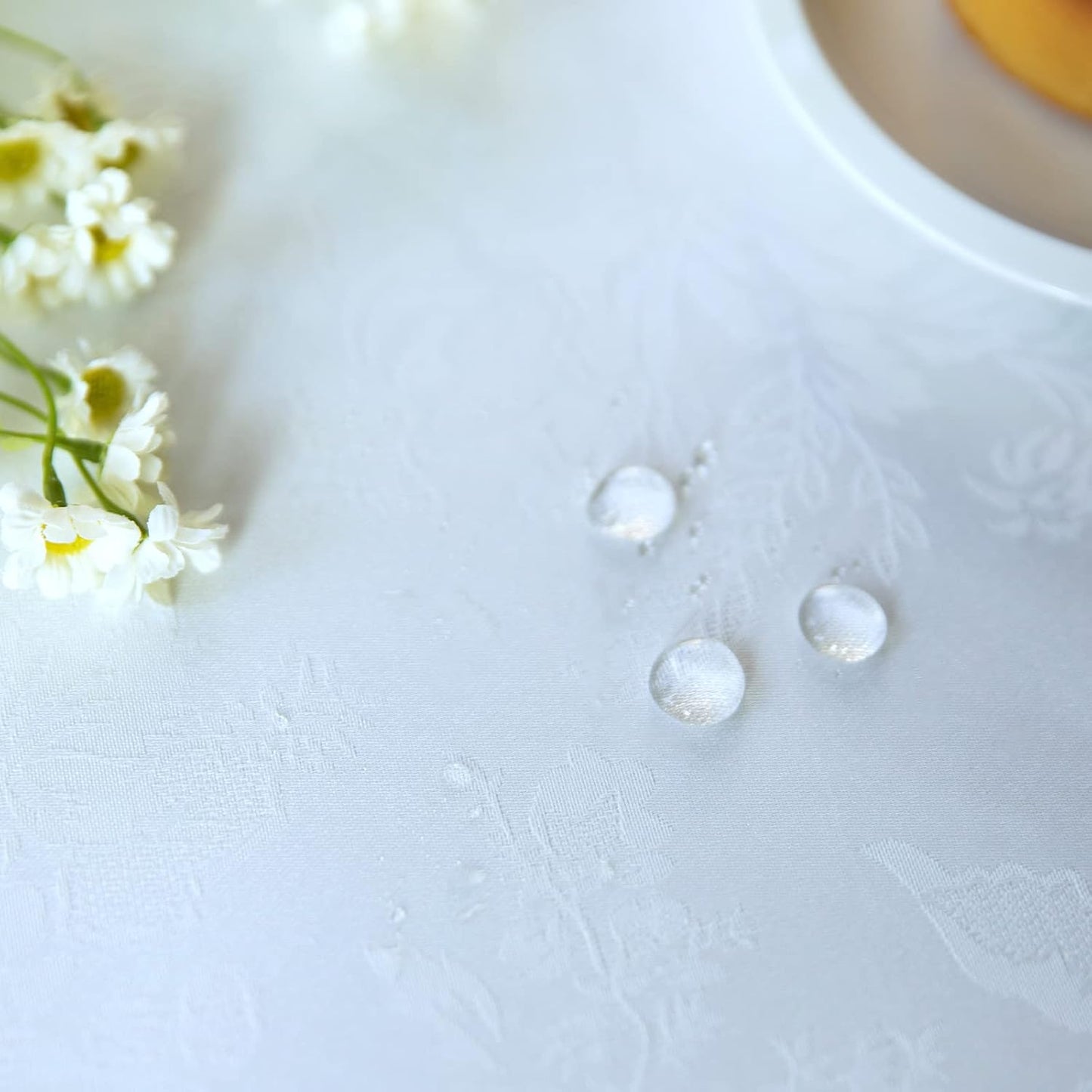 White lace Premium Rectangle Farmhouse Tablecloth Waterproof OilProof SpillProof AntiShrink Soft Wrinkle Resistant Decorative Fabric Table Cover Kitchen Dinning Party Wedding Banquet