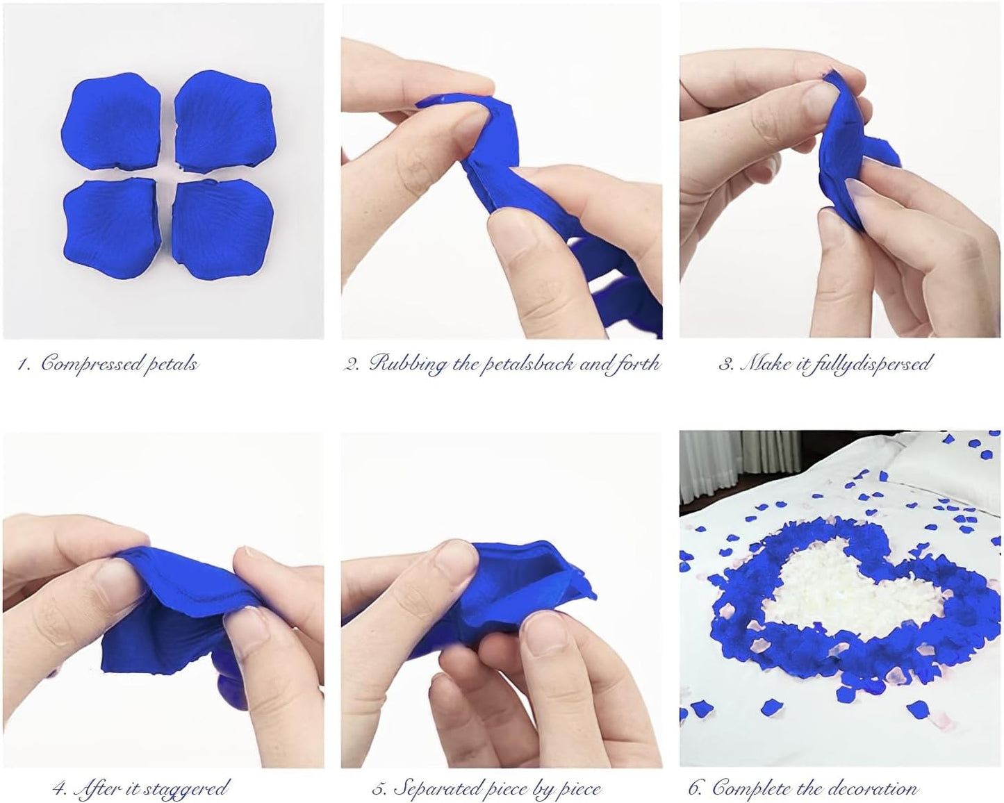 1000Pieces Rose Petals, Artificial Flower Petals Fake Rose Petals for Romantic Night,Wedding,Proposal Anniversary Flower Decorations (Dark Blue) 1