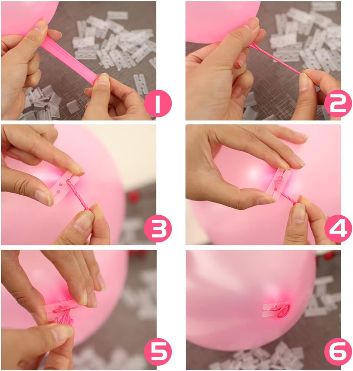 GXXMEI 300PCS Plastic Balloon Clips Ties for Sealing, H Shape Bulk Balloon Ties clips Tool for Wedding Party Christmas Birthday Decoration