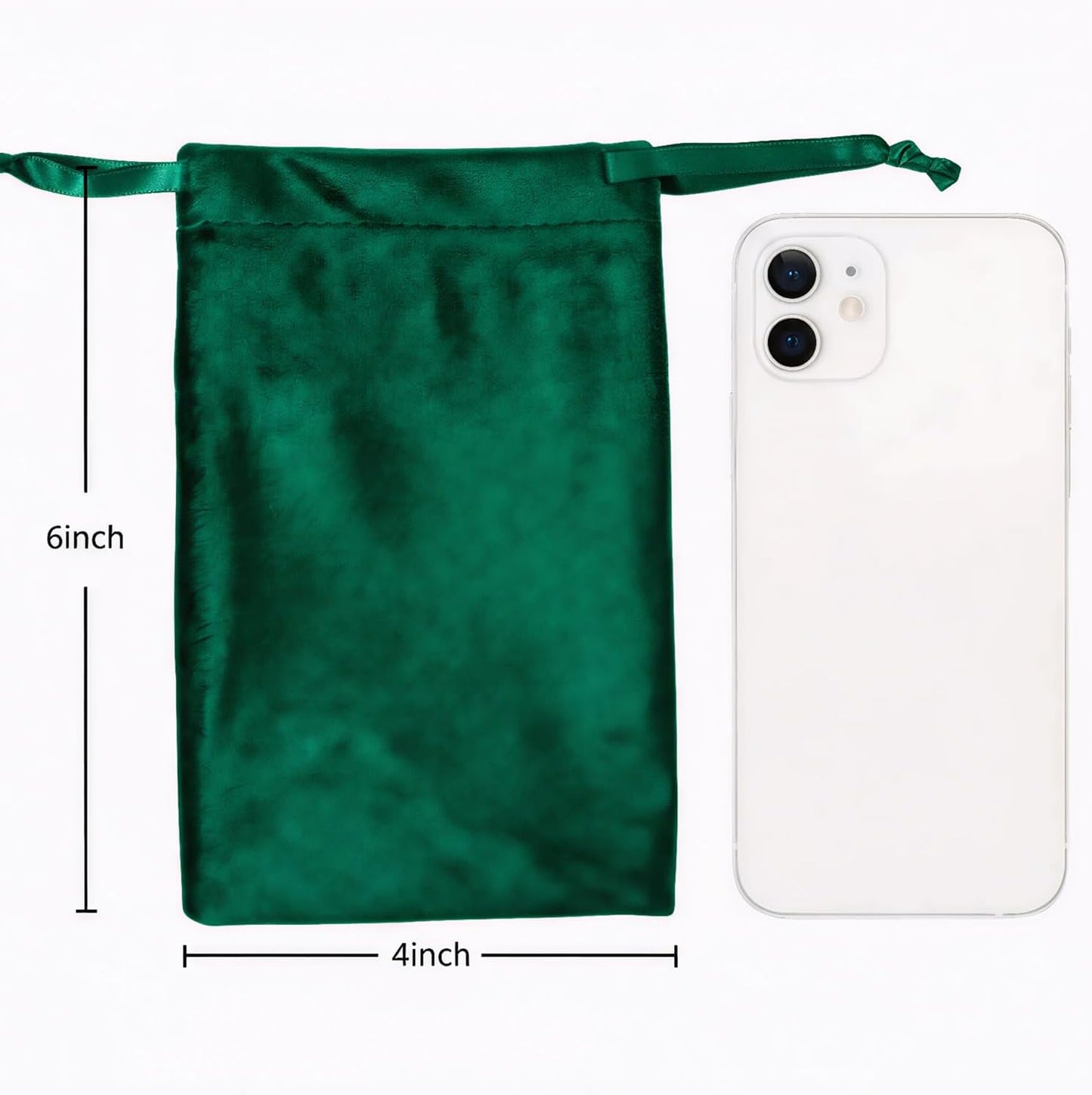 QIANF 12pcs Hunter Green Velvet Drawstring Bags 4x6 inches Velvet Cloth Small Gift Bags Jewelry Pouches for Storage Wedding Party Favor Christmas