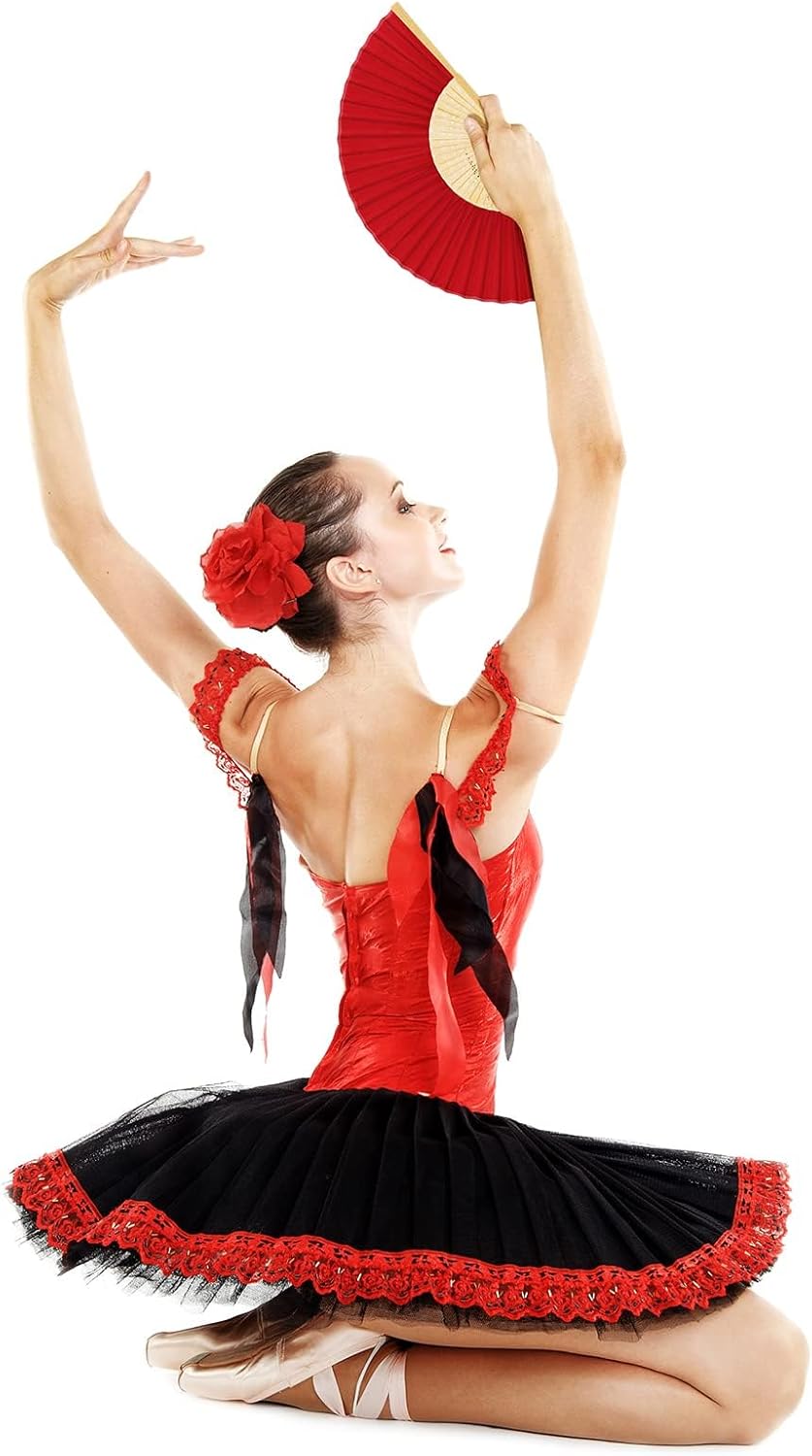 URATOT 24 Pieces Folding Fans Silk Bamboo Folding Fans Handheld Fans for Wedding, Party Decoration (Assorted Colors)