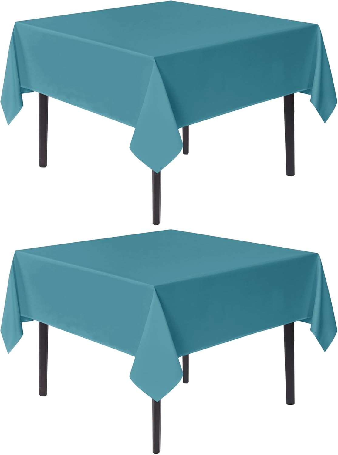 sancua Square Tablecloths 70x70 Inch, 2 Pack - Teal Fabric Table Cloth for Square or Round Tables, Washable Polyester Table Cover for Outdoor Party, Birthday, Decorative Display Tables