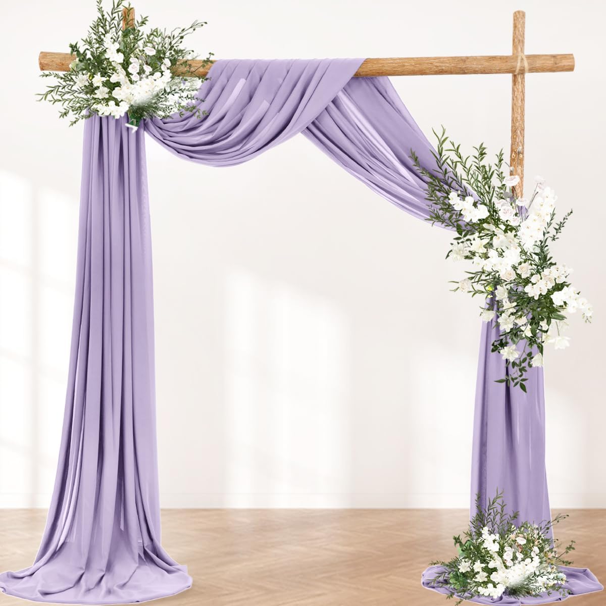 Wedding Arch Draping Fabric 1 Panel 30'' x 18FT Lilac Sheer Chiffon Arch Drapery for Photo Booth Bridal Shower Baby Shower Church Decor Newborn Photography Christening Outdoor Party
