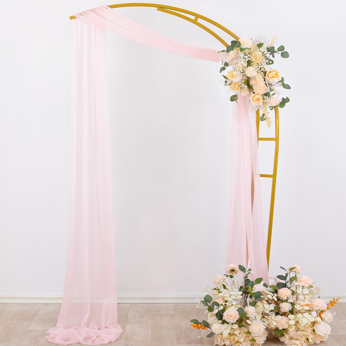 Socomi Blush Pink Wedding Arch Draping Fabric 29" x 20Ft 2 Panels Sheer Outdoor Curtain Drapes Extra Long for Bridal Baby Shower Ceremony Birthday Party Decor