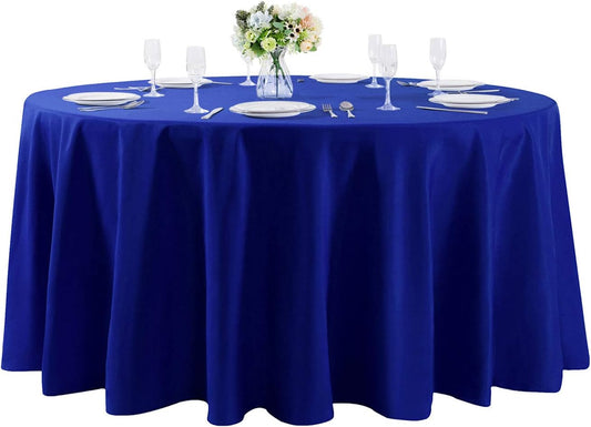 120 inch Round Tablecloth Washable Polyester Table Cloth Decorative Table Cover for Wedding Party Dining Banquet（120 inch,Royal Blue）