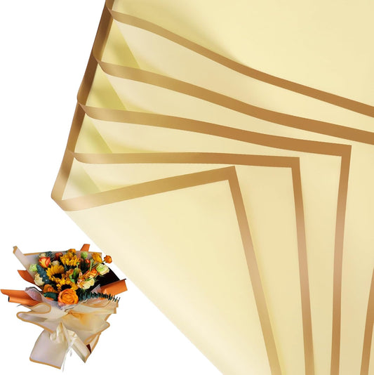 NESCCI 20 Sheet Flower Wrapping Paper - Waterproof Floral Bouquet Wrapping Paper, Florist Supplies Packaging Paper for Wedding Birthday Gift DIY (Light yellow)