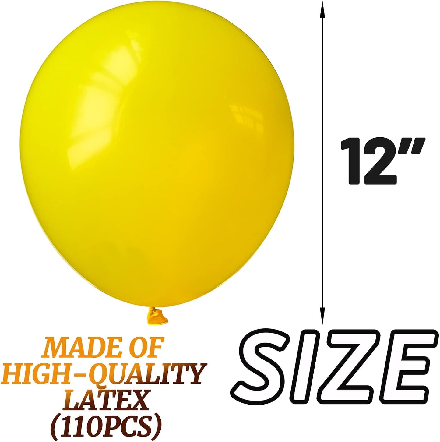 110pcs Yellow Balloons 12 Inch,Yellow Latex Balloons for Birthday Party Baby Shower Wedding(with 2 Ribbons).