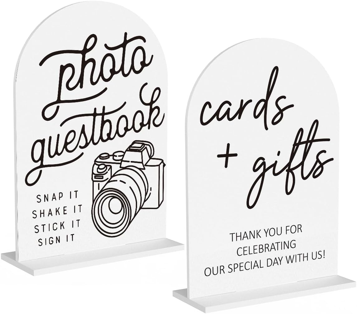 2Pcs Photo Guest Book Sign Cards and Gifts Sign for Wedding Engagement Party Bridal Shower Baby Shower Table Desk Acrylic Decor