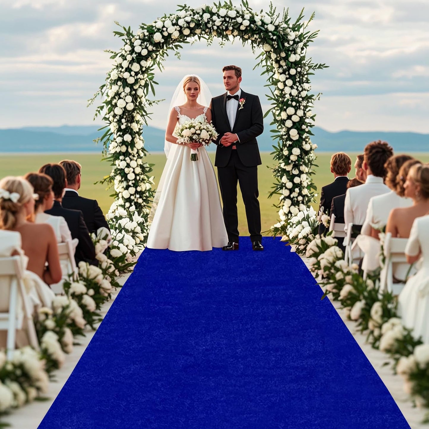 MODFUNS Aisle Runners for Weddings for Outdoor Royal Blue Velvet Aisle Runner Rug 4x20FT Carpet Runner for Party Romantic Indoor Outdoor Beach Carpet Rug for Reception